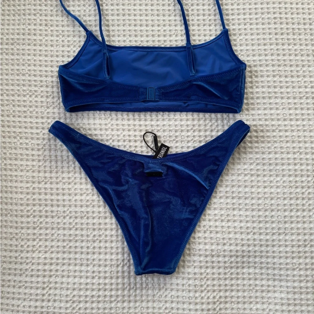 triangl swimwear Blue Velvet Scoop Bikini Set